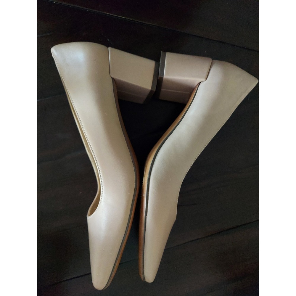 Naturalizer Karina Beige Leather Square Toe Block Heel Pumps Womens 7.5W - Picture 4 of 8